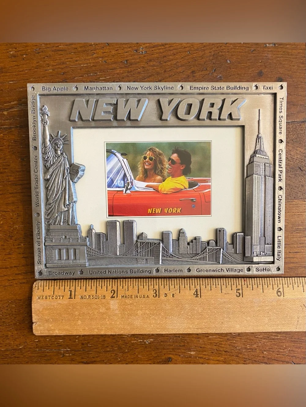 Torkia International New York Pewter 3D Twin Towers Statue of Liberty Frame